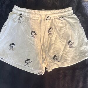 Peanuts Women's Cream Snoopy Athletic Shorts